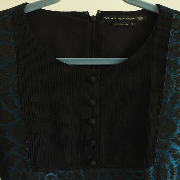 Mackage Collection Teal and Black Jacquard Dress - Size S - Picture 3 of 8